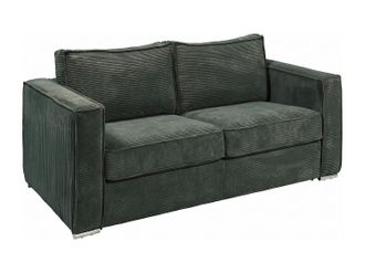 Vente-Unique Divano Letto 3 Posti Express Elettrico In Velluto A Coste Verde Pino - Letto 140 Cm - Materasso 14 Cm Loreto