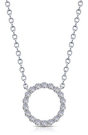 Lafonn Open Circle Simulated Diamond Pendant Necklace in White at Nordstrom Rack, Size 20