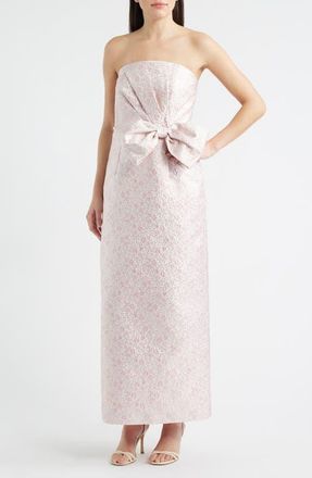 Lilly Pulitzer Tiernan Metallic Floral Embroidery Strapless Column Gown in Conch Shell Pink Ritsy Ditsy at Nordstrom, Size 00