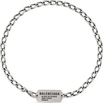 Balenciaga Tags Choker Antique Silver 748072TZ99I0911