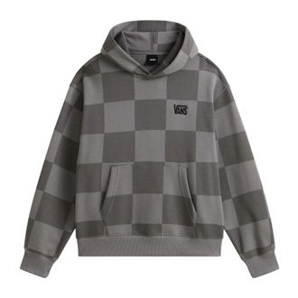 Vans Felpa con cappuccio girocollo elasticizzata con logo a scacchi tonali - - Sweatshirts & Hoodies - Uomo - Grigio - M
