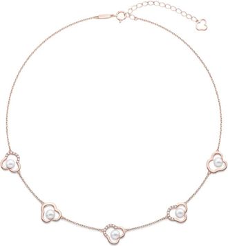 Tasaki Collana Chants in oro rosa 18 carati con perle Akoya e diamanti