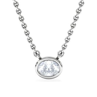 The Diamond Store Horizon Oval Cut Lab Diamond Solitaire Necklace 0.25ct H/SI in 9K White Gold