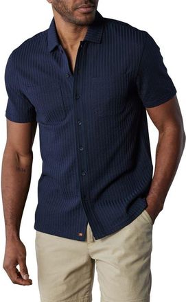 The Normal Brand Getaway Short Sleeve Knit Button-Up Shirt in Navy at Nordstrom, Size Medium