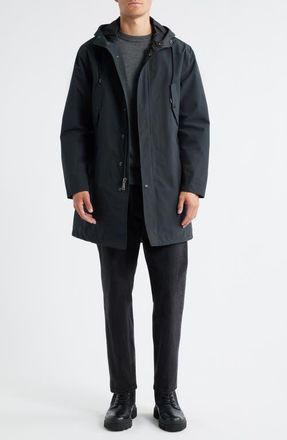 Schott NYC Waterproof Hooded Cotton Blend Fishtail Coat in Black at Nordstrom, Size Xx-Large