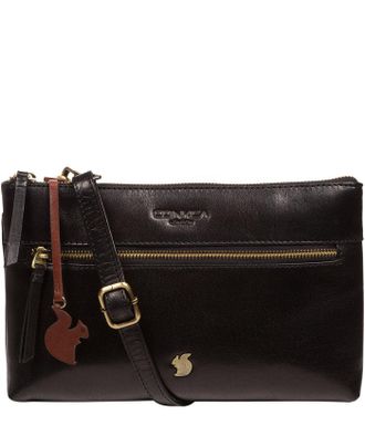 Conkca London Womens Minnow Black Leather Cross Body Clutch Bag - One Size