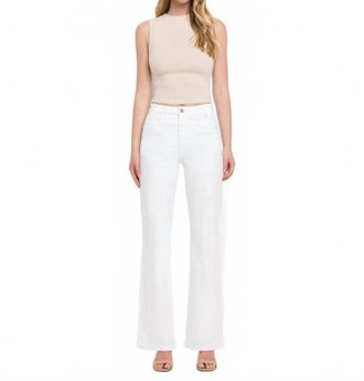 Flying Monkey Vintage High Rise Flare Jeans In Optic White