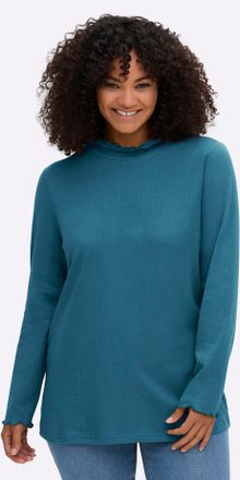 Sheego Stehkragenshirt SHEEGO Shirtrolli, Damen, Gr. 40/42, topas, 97% Baumwolle, 3% Elasthan, unifarben, Shirts Stehkragenshirt