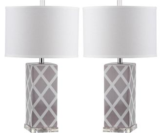 Safavieh Juego de 2 lamparas de mesa de ceramica gris