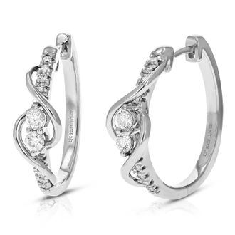 Vir Jewels 1/2 cttw Lab Grown Diamond Hoops Earrings in Sterling Silver With Hidden Post For Women