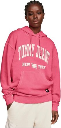 Tommy Jeans Washed Varsity Hoodie - Dames - Hoodies - Roze - XS - Katoen - Hoodies & sweatvesten