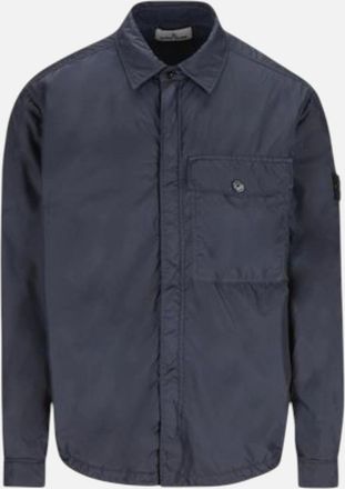 Stone Island Mens Stone Island Crinkle Reps Navy Overshirt - Cream - Size: 40/Regular
