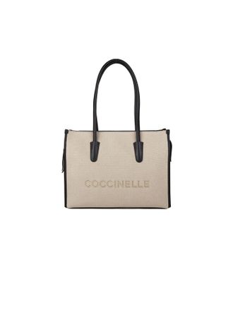 Coccinelle Myrtha26 Canvas Handtas Canvas Stof/Geribbeld Leer