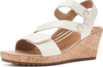 Aetrex Madelyn Adjustable Wedge Sandals Womens Wedge Shoes White : EU 43 (US Womens 11.5-12) M (B)