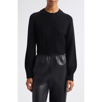 Toccin Rita Cable Knit Cardigan in Jet at Nordstrom, Size Xx-Small