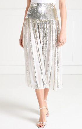 Temperley London Filigree Skirt in Silver at Nordstrom, Size 10