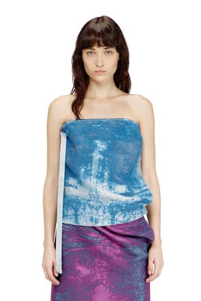 Diesel Sleeveless top in coloured satin denim - Tops - Woman - Blue