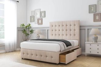 Comfort Beds Florence Naples Divan Base 4 Drawers - 54 Headboard-Footboard in Light Sand | Size: King