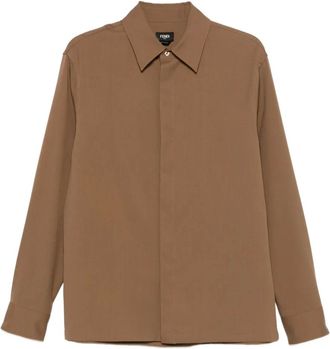 Fendi Camicia a maniche lunghe in lana - Marrone