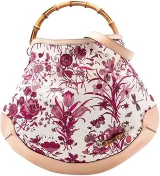 Gucci Pre-owned Handbags, female, Multicolor, Size: ONE SIZE Pre-owned Flora Peggy Bamboo Satchel