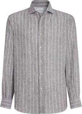 Brunello Cucinelli Chalk stripe shirt in Hazelnut at Nordstrom, Size Xxx-Large Eu