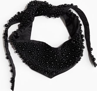 H&M Bead-decorated satin scarf - Schwarz