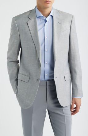 Emporio Armani Textured Grey M&eacute;lange Sport Coat at Nordstrom, Size 48 Us