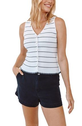 Bella Dahl Ruffle Hem Rib Tank in Garden Party Stripe at Nordstrom, Size X-Small