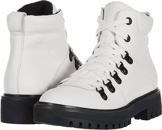 Cougar Womens Nash Leather Lug Sole Combat & Lace-Up Boots In White
