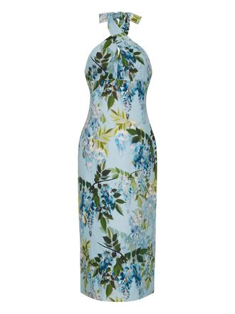Cara Cara Perla floral-print halterneck dress - women - Linen/Flax/Cotton - 00 - Blue
