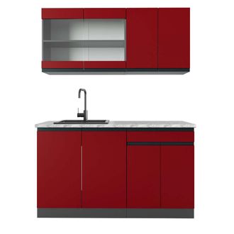 Vicco Cocina Vers&aacute;til R-line, Rojo/antracita, 140 Cm, Et M&aacute;rmol