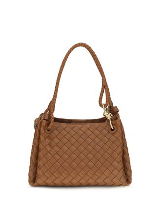 Bottega Veneta Womens Shoulder Bag Intrecciato Tannin-Muse Brass Calf Leather