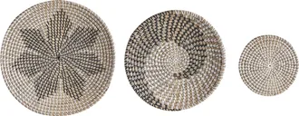 Beliani Beliani - Conjunto De 3 Platos Decorativos De Hierba Marina Hechos A Mano Natural Claro Cantho