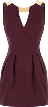 Elisabetta Franchi jewel-detail mini dress - women - Cotton/Elastane - 38 - Brown