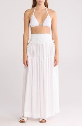 Elan Smocked Waist Maxi Cover-Up Skirt in White at Nordstrom Rack, Size X-Small