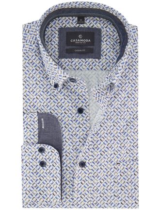 Casamoda Casa Moda Casual fit 100% katoen Overhemd blauw met print