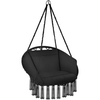 TecTake Silla colgante para jard&iacute;n, malla de algod&oacute;n, 80 x 72 x 125 cm, negro