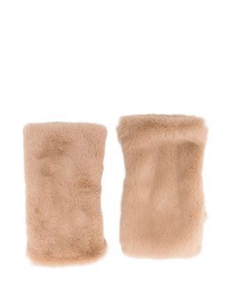 ALPO faux-fur gloves - women - Polyester - One Size - Neutrals