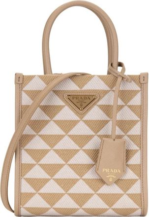 Prada Handtas van stof en leer - Dames - Handtassen - Beige - ONE Size - Leer - Tassen