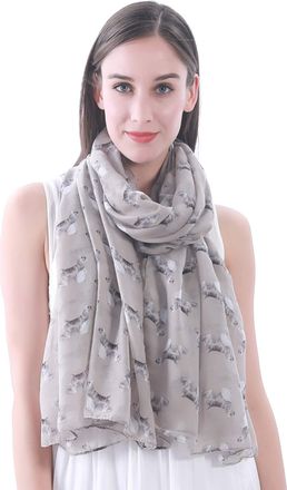 Lina & Lily Cocker Spaniel Dog Print Womens Scarf Shawl Wrap Lightweight (Khaki)