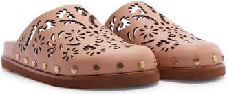 Farm Rio Lace Anatomic Leather Flat Mule in Old Blush at Nordstrom, Size 8.5