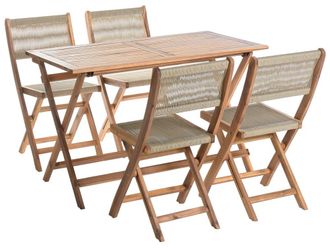 Beliani Conjunto plegable de madera beige 4 personas
