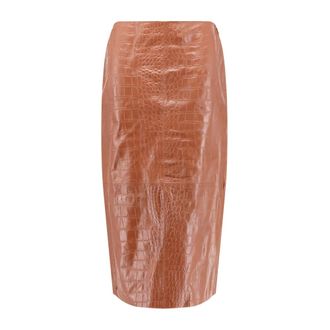 Arma Gonna in Pelle Meeka Embossed - - Skirts - Donna - Marrone - S