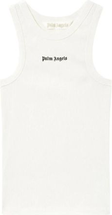 Palm Angels Classic Logo Fitted Tank Top - Dames - Tops zonder mouwen - Wit - M - Tops