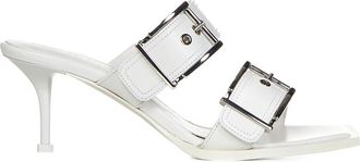 Alexander McQueen Witte hakmuiltjes met verstelbare bandjes - Dames - Muiltjes - Wit - 35 EU - Leer - Schoenen