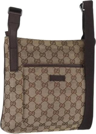 Gucci Pre-owned Cross Body Bags, female, Beige, Size: ONE SIZE Pre-owned Vintage GG Canvas Shoulder Bag