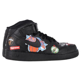 SUPREME x Nike Air Force 1 Mid Supreme Sneakers in Black Leather