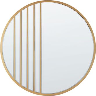 Beliani Specchio Moderno Da Parete Con Cornice In Mdf Di Forma Rotonda E Ganci In Oro