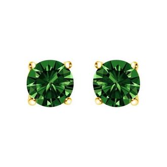 House of Brilliance 14K Gold 1.0 Cttw Lab Grown Green Diamond Classic Solitaire Stud Earrings in Yellow at Nordstrom