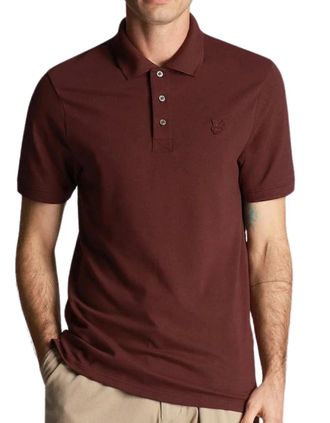 Lyle & Scott Mens Lyle & Scott Tonal Eagle Burgundy Polo Shirt - Red - Size: 36